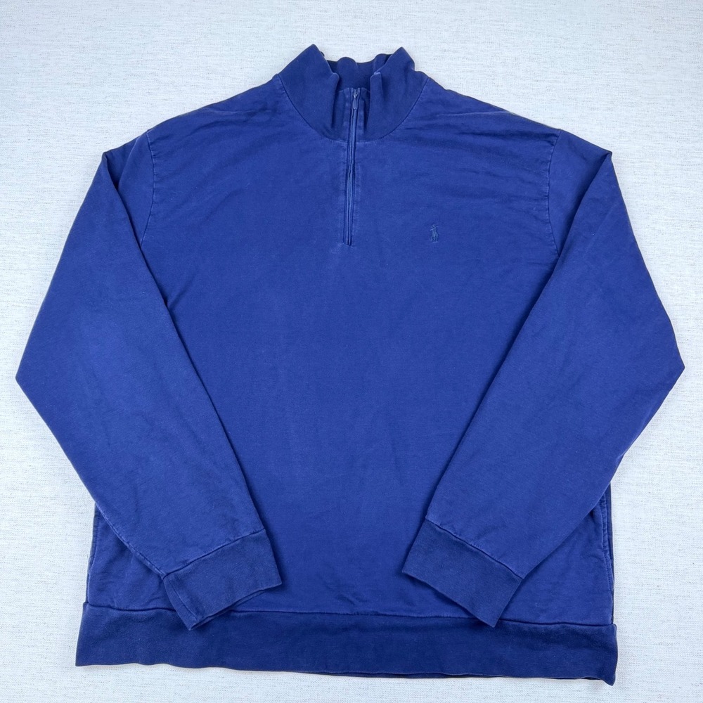 Polo‎ Golf Ralph Lauren Mens XXL Navy Blue 1/4 Zip Pullover Pockets Stretch